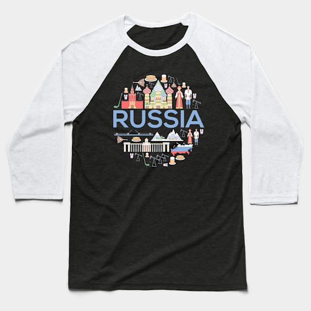 Russia concept Baseball T-Shirt by Mako Design 